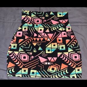 PINK Neon Patterned Fitted Skirt